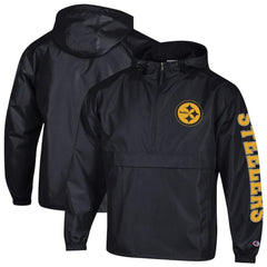 Pittsburgh Steelers Champion Packable Windbreaker Half-Zip Jacket Black - NFL