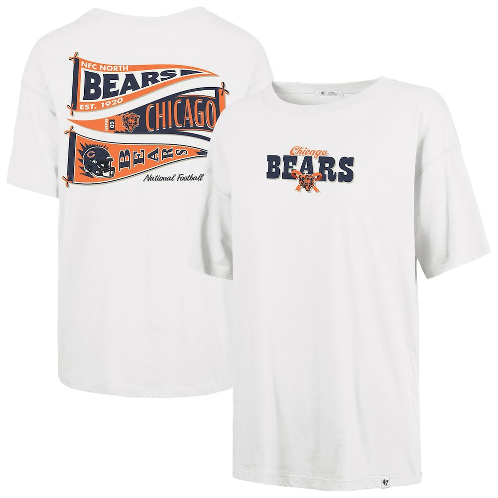 Chicago Bears '47 Women's Bow & Banner Sadie T-Shirt White - 47 brand