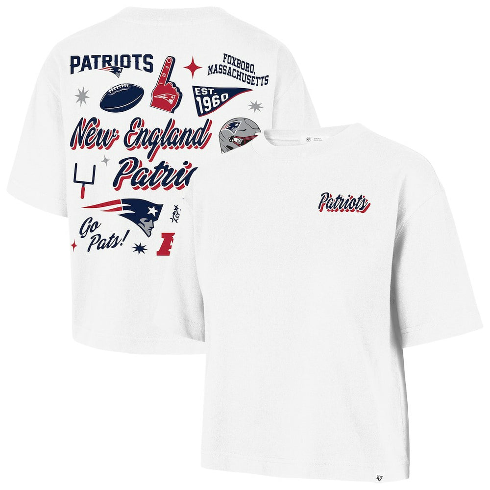 New England Patriots '47 Women's Collage Script Reed City T-Shirt White - 47 brand