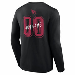 Arizona Cardinals Hustle Personalized Name & Number Long Sleeve T-Shirt Black - NFL