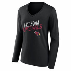 Arizona Cardinals Women's Hustle Personalized Name & Number Long Sleeve V-Neck T-Shirt Black - NFL