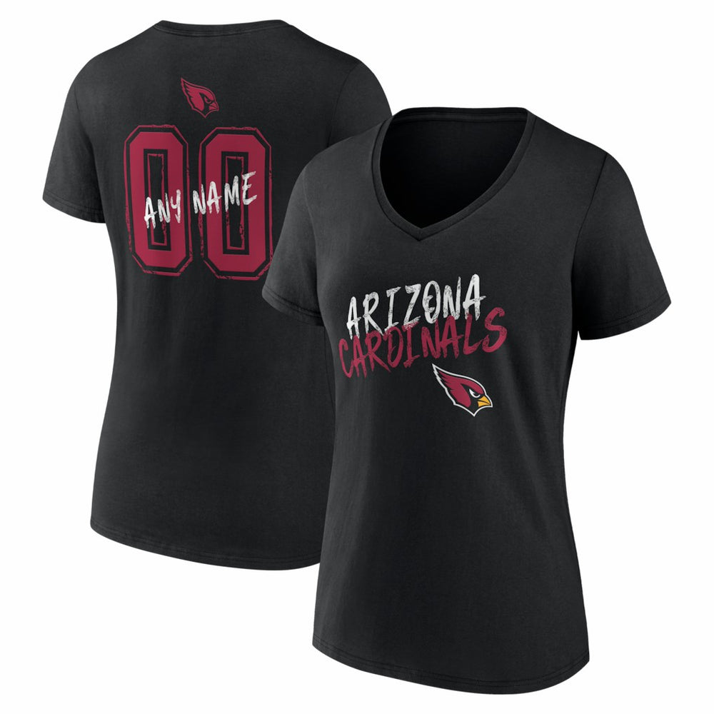 Arizona Cardinals Women's Hustle Personalized Name & Number V-Neck T-Shirt Black - NFL