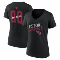 Arizona Cardinals Women's Hustle Personalized Name & Number V-Neck T-Shirt Black - NFL