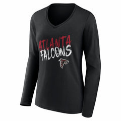 Atlanta Falcons Women's Hustle Personalized Name & Number Long Sleeve V-Neck T-Shirt Black - NFL