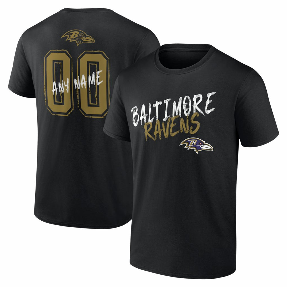 Baltimore Ravens Hustle Personalized Name & Number T-Shirt Black - NFL