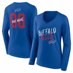 Buffalo Bills Women's Hustle Personalized Name & Number Long Sleeve V-Neck T-Shirt Royal - NFL