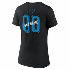 Carolina Panthers Women's Hustle Personalized Name & Number V-Neck T-Shirt Black - NFL