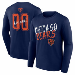 Chicago Bears Hustle Personalized Name & Number Long Sleeve T-Shirt Navy - NFL