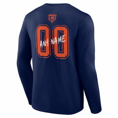 Chicago Bears Hustle Personalized Name & Number Long Sleeve T-Shirt Navy - NFL