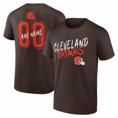 Cleveland Browns Hustle Personalized Name & Number T-Shirt Brown - NFL