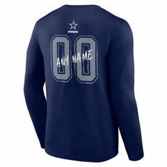 Dallas Cowboys Hustle Personalized Name & Number Long Sleeve T-Shirt Navy - NFL