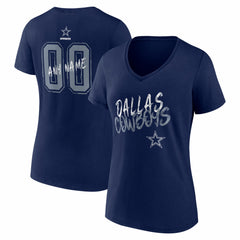 Dallas Cowboys Women's Hustle Personalized Name & Number V-Neck T-Shirt Navy - NFL