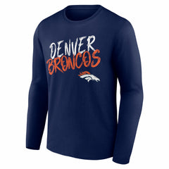 Denver Broncos Hustle Personalized Name & Number Long Sleeve T-Shirt Navy - NFL