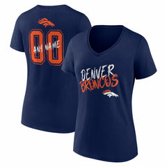 Denver Broncos Women's Hustle Personalized Name & Number V-Neck T-Shirt Navy - NFL