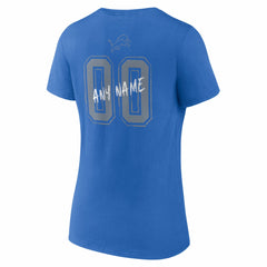 Detroit Lions Women's Hustle Personalized Name & Number V-Neck T-Shirt Blue - NFL