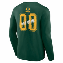 Green Bay Packers Hustle Personalized Name & Number Long Sleeve T-Shirt Green - NFL