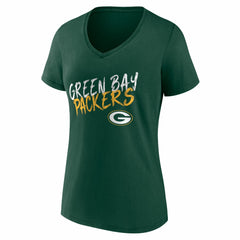 Green Bay Packers Women's Hustle Personalized Name & Number V-Neck T-Shirt Green - NFL