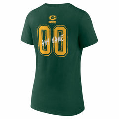 Green Bay Packers Women's Hustle Personalized Name & Number V-Neck T-Shirt Green - NFL