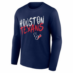 Houston Texans Hustle Personalized Name & Number Long Sleeve T-Shirt Navy - NFL