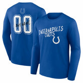Indianapolis Colts Hustle Personalized Name & Number Long Sleeve T-Shirt Royal - NFL