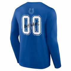 Indianapolis Colts Hustle Personalized Name & Number Long Sleeve T-Shirt Royal - NFL