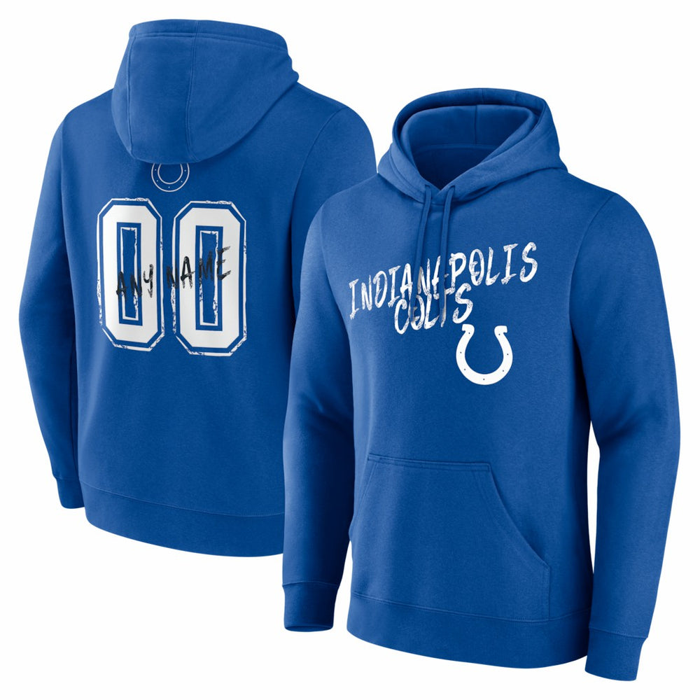 Indianapolis Colts Hustle Personalized Name & Number Hoodie Royal - NFL