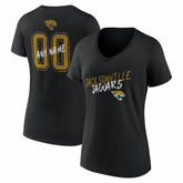 Jacksonville Jaguars Women's Hustle Personalized Name & Number V-Neck T-Shirt Black - NFL