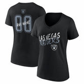 Las Vegas Raiders Women's Hustle Personalized Name & Number V-Neck T-Shirt Black - NFL