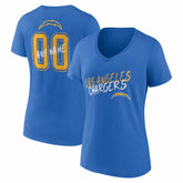 Los Angeles Chargers Women's Hustle Personalized Name & Number V-Neck T-Shirt Powder Blue - NFL