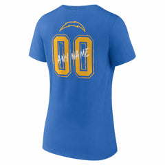 Los Angeles Chargers Women's Hustle Personalized Name & Number V-Neck T-Shirt Powder Blue - NFL