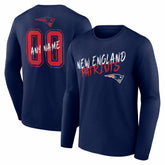 New England Patriots Hustle Personalized Name & Number Long Sleeve T-Shirt Navy - NFL