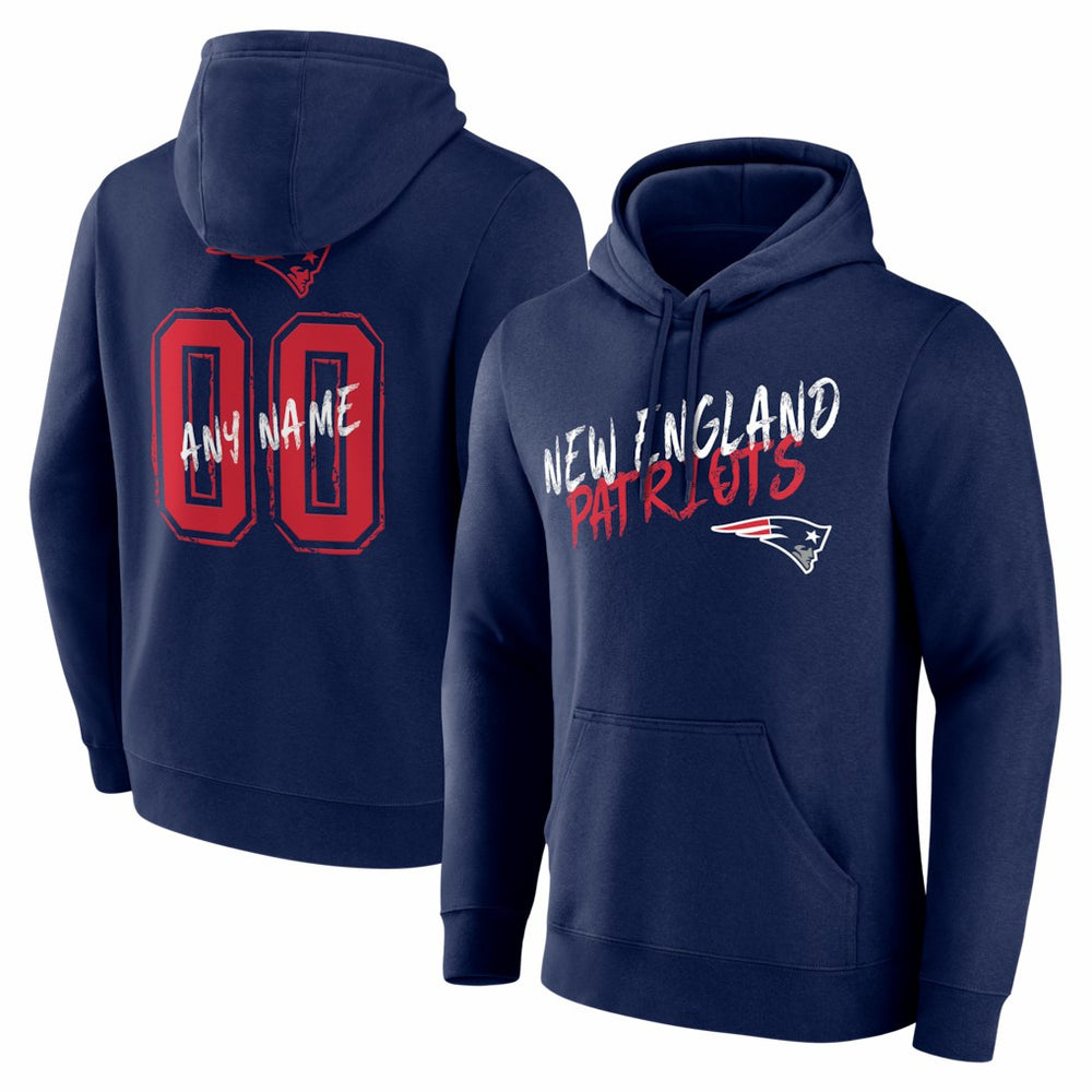 New England Patriots Hustle Personalized Name & Number Hoodie Navy - NFL