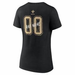 New Orleans Saints Women's Hustle Personalized Name & Number V-Neck T-Shirt Black - NFL