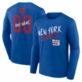 New York Giants Hustle Personalized Name & Number Long Sleeve T-Shirt Royal - NFL