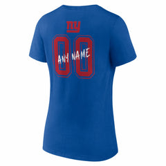 New York Giants Women's Hustle Personalized Name & Number V-Neck T-Shirt Royal - NFL