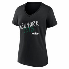 New York Jets Women's Hustle Personalized Name & Number V-Neck T-Shirt Black - NFL