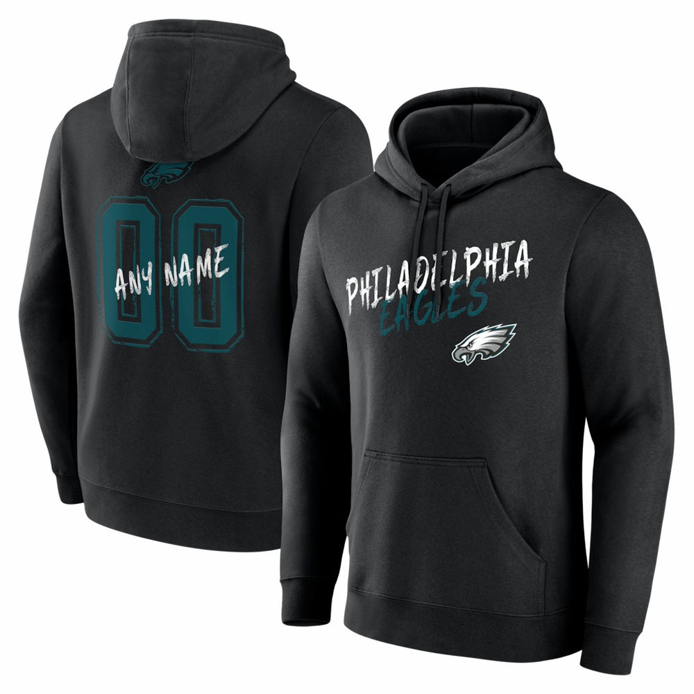 Philadelphia Eagles Hustle Personalized Name & Number Hoodie Black - NFL