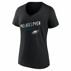 Philadelphia Eagles Women's Hustle Personalized Name & Number V-Neck T-Shirt Black - NFL