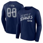 Seattle Seahawks Hustle Personalized Name & Number Long Sleeve T-Shirt College Navy - NFL