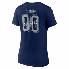 Seattle Seahawks Women's Hustle Personalized Name & Number V-Neck T-Shirt College Navy - NFL