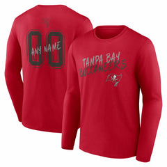 Tampa Bay Buccaneers Hustle Personalized Name & Number Long Sleeve T-Shirt Red - NFL