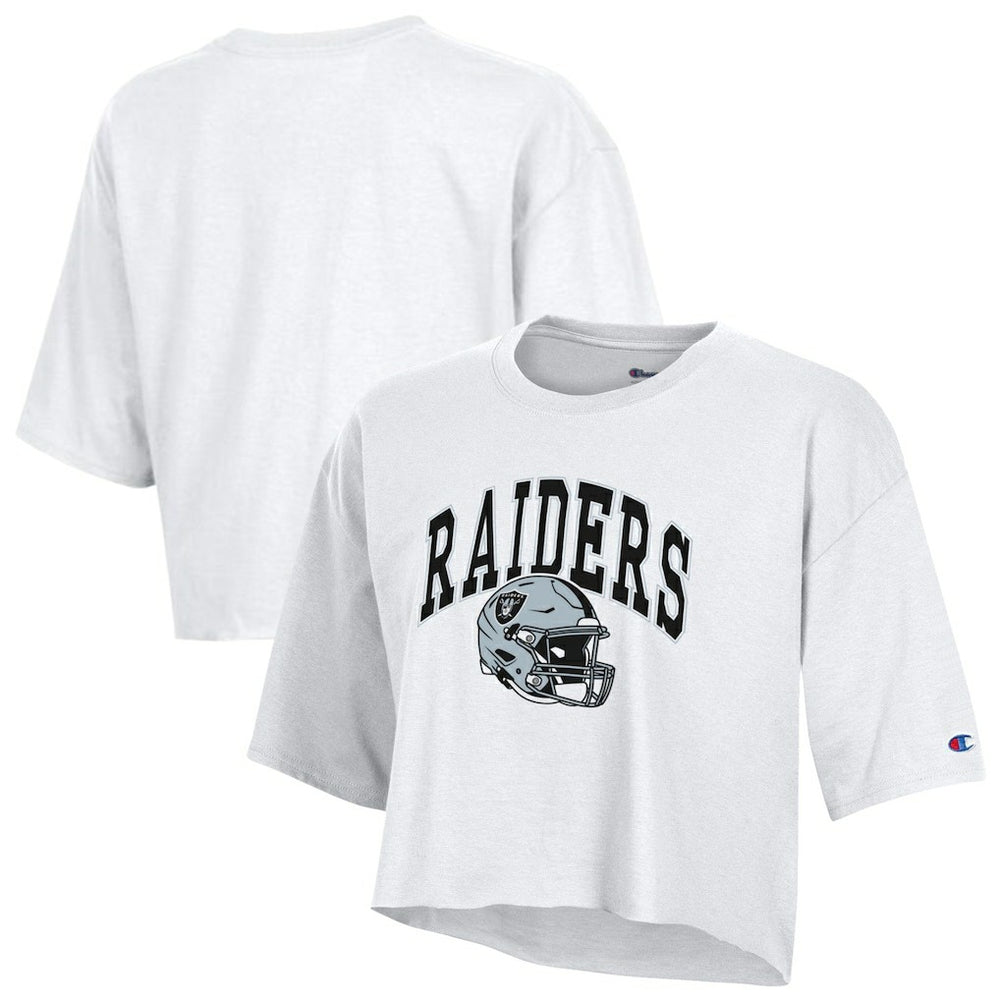 Las Vegas Raiders Champion Women's Boyfriend Cropped T-Shirt White - NFL