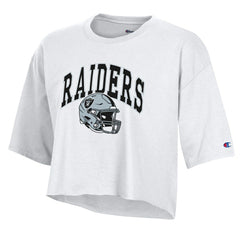 Las Vegas Raiders Champion Women's Boyfriend Cropped T-Shirt White - NFL