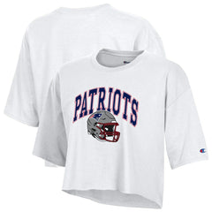 New England Patriots Champion Women's Boyfriend Cropped T-Shirt White - NFL