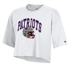 New England Patriots Champion Women's Boyfriend Cropped T-Shirt White - NFL