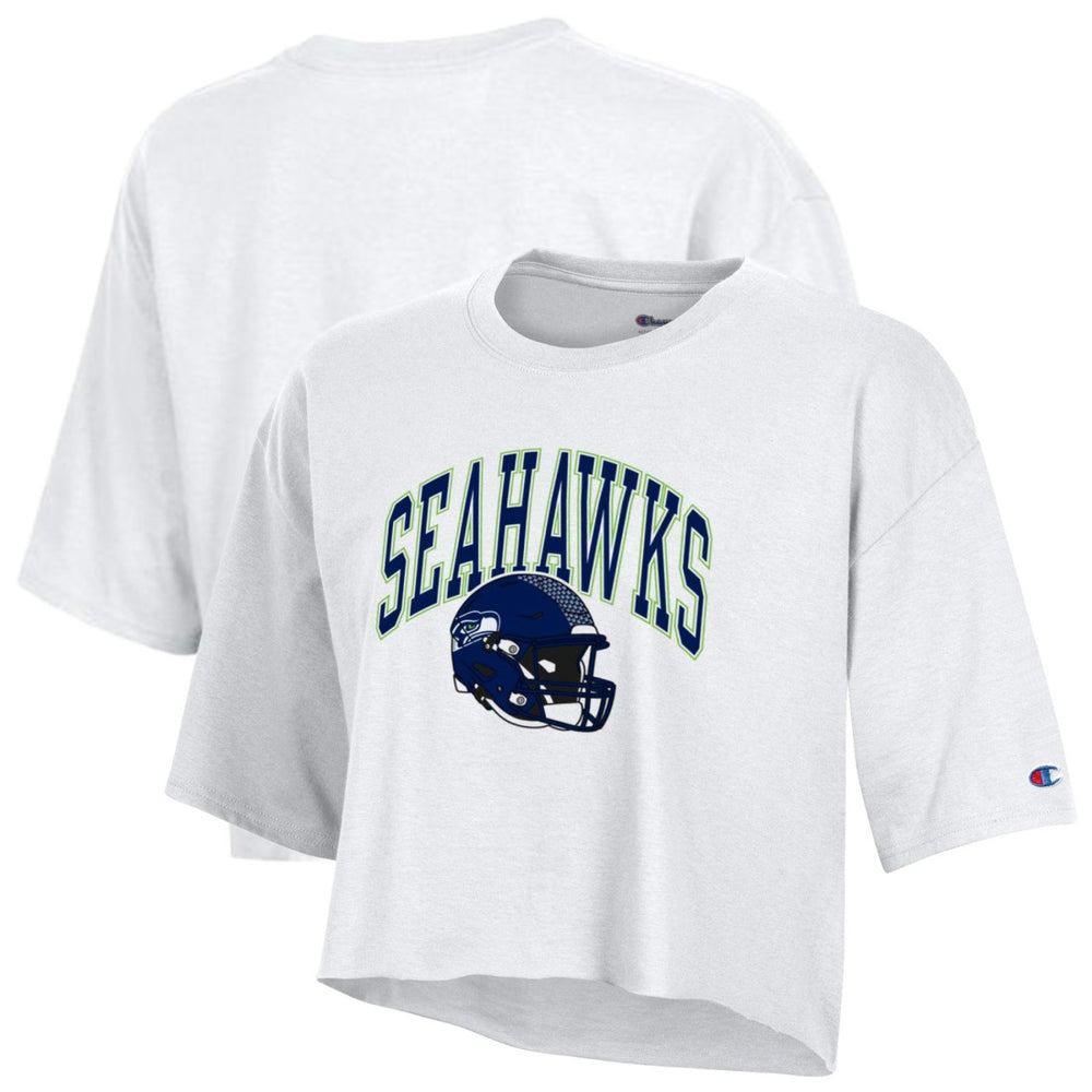 Seattle Seahawks Champion Women's Boyfriend Cropped T-Shirt White - NFL