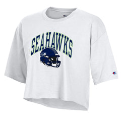 Seattle Seahawks Champion Women's Boyfriend Cropped T-Shirt White - NFL