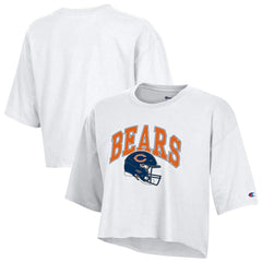 Chicago Bears Champion Women's Boyfriend Cropped T-Shirt White - NFL