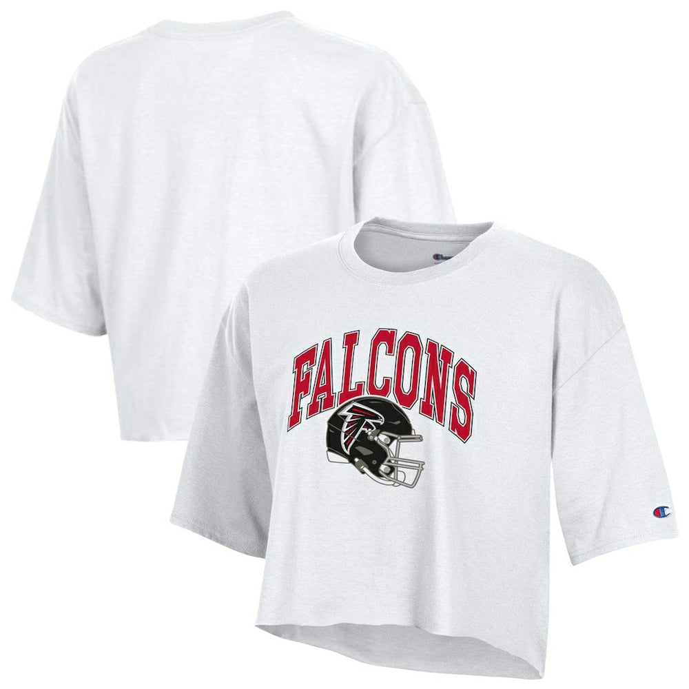 Atlanta Falcons Champion Women's Boyfriend Cropped T-Shirt White - NFL