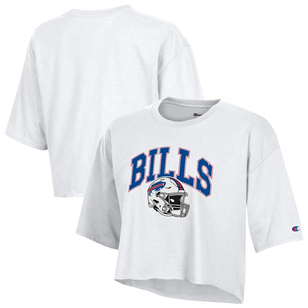 Buffalo Bills Champion Women's Boyfriend Cropped T-Shirt White - NFL